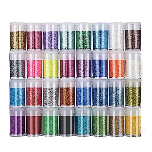 Glitter Polvere 32 Colori Set di Polvere Glitter Decorazioni, Tubetti di Glitter Per Viso & Body, Costumi, Pittura, Babmini, Unghie