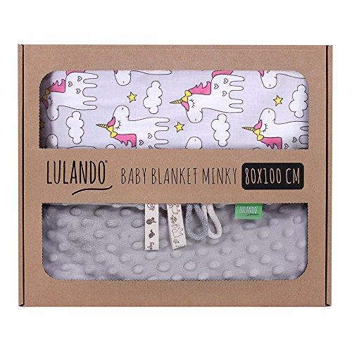 LULANDO Copertina da neonato Coperta per bambino 100% cotone (80x100 cm). Super morbido e soffice, materiale antiallergico, traspirante, Oeko-Tex Standard 100. Colore: Grey - Grey Unicorn