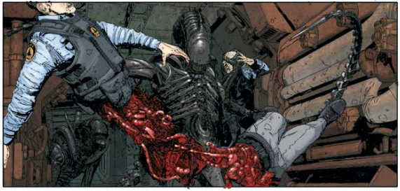 Alieno che dilania umano in Aliens #3