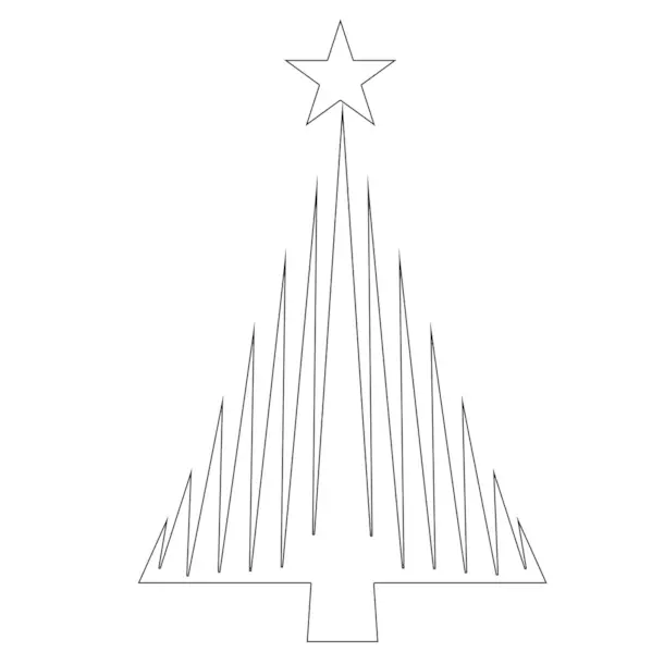 Albero di Natale da stampare e colorare con pennacchi a forma di stella