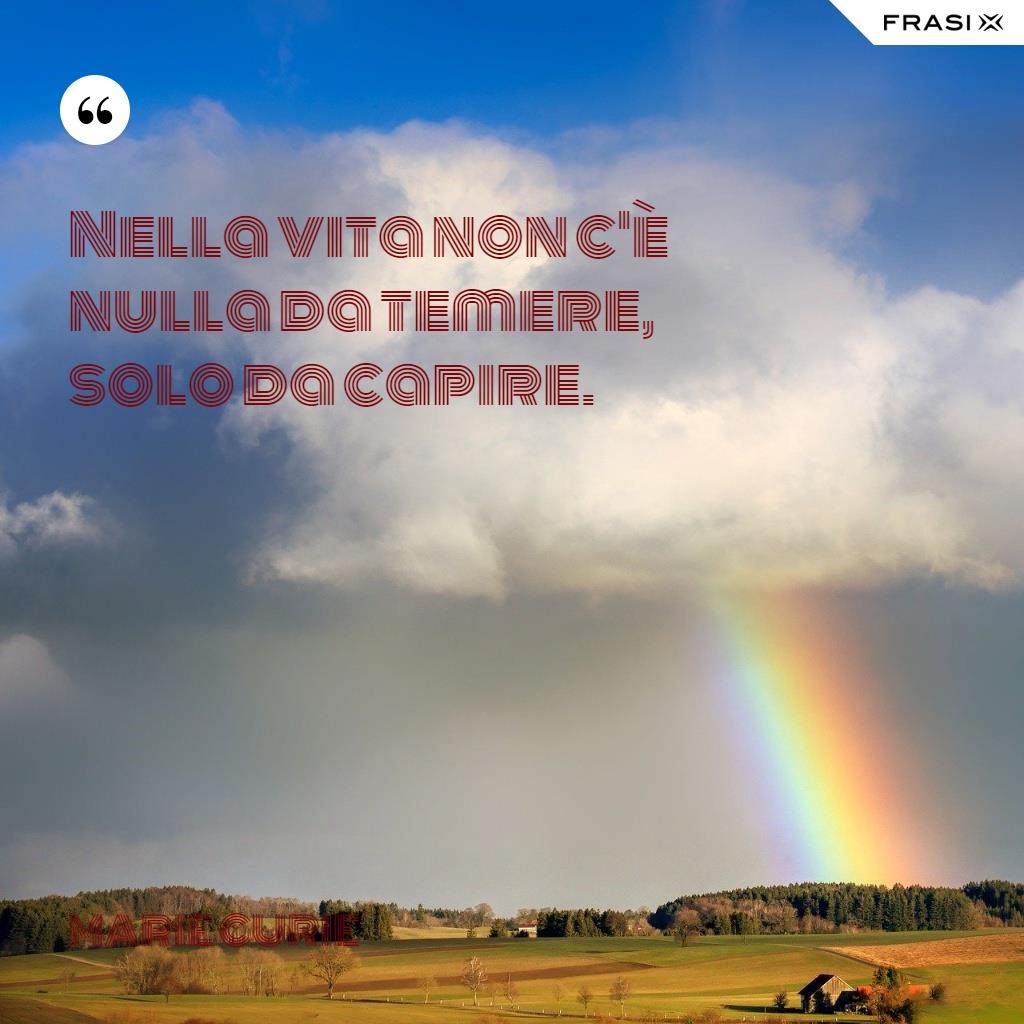 Nella vita non c'è nulla da temere, solo da capire.
