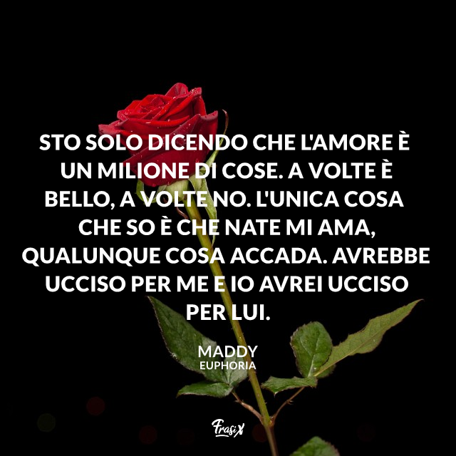 Sto solo dicendo che l'amore è un milione di cose. A volte è bello, a volte no. L'unica cosa che so è che Nate mi ama, qualunque cosa accada. Avrebbe ucciso per me e io avrei ucciso per lui. 