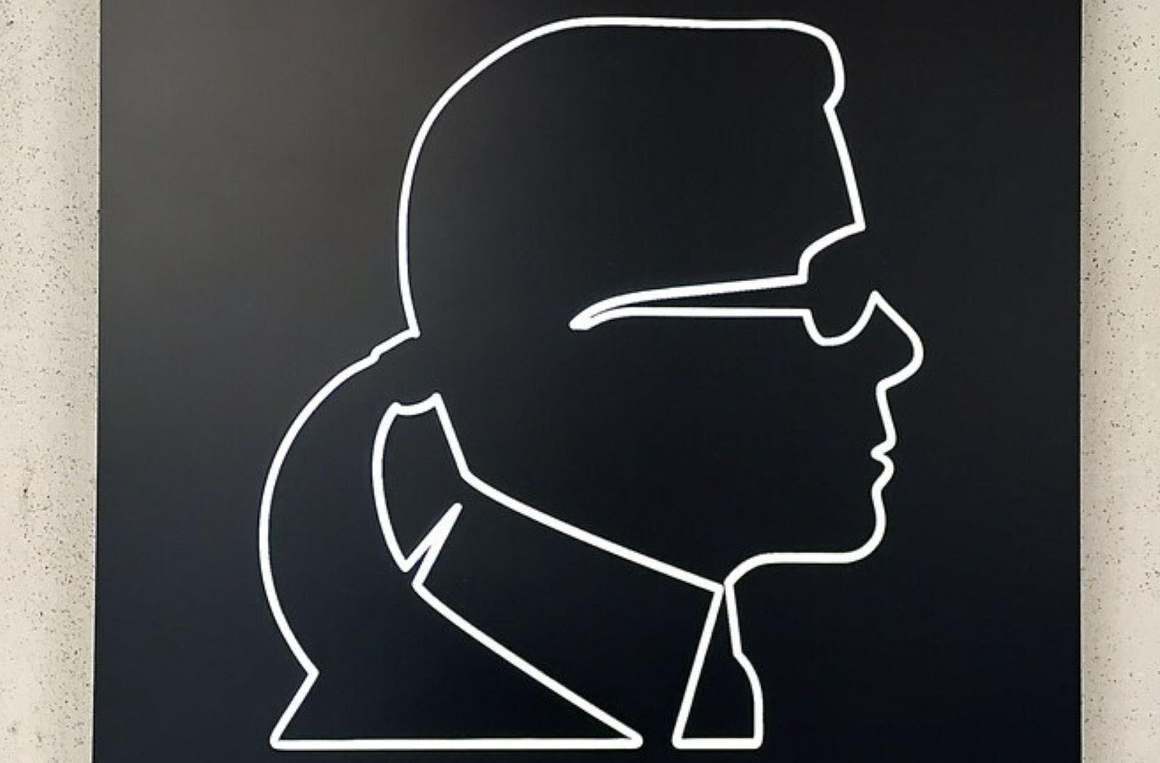 Ritratto di Karl Lagerfeld bianco e nero