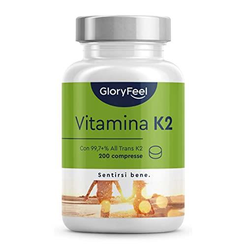 Vitamina K2 MK7, 200 Compresse, 200µg per compressa ad Alto Dosaggio, Menachinone Premium 99.7+% All Trans MK7 (K2VITAL® by Kappa), Integratore Vit K2 Pro Articolazioni & Cartilagini