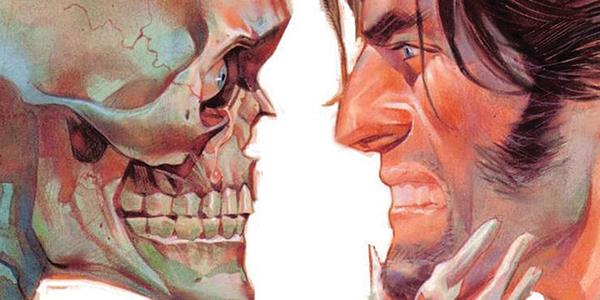 Illustrazione che vede faccia a faccia la Morte e John Doe