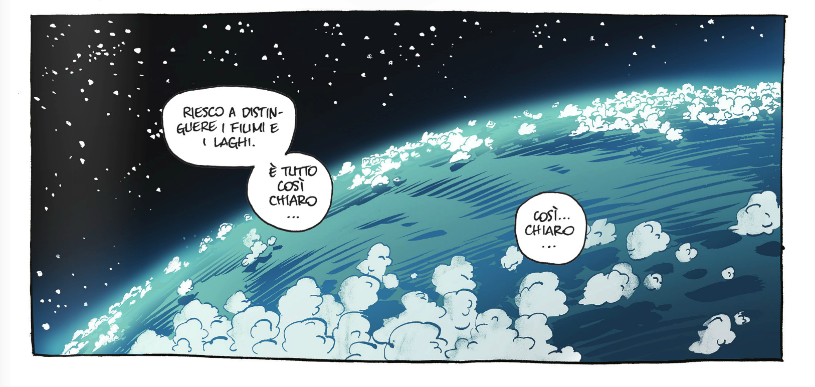 Tavola della graphic novel Da quassù la Terra è bellissima