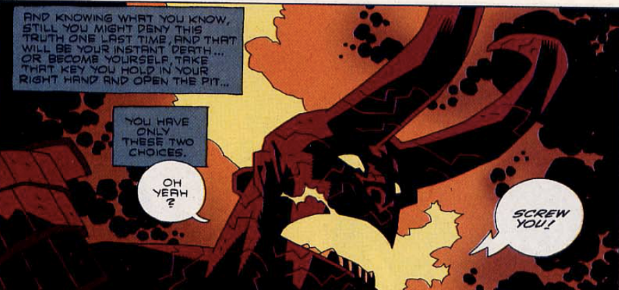 Hellboy con le corna nel fumetto Il Risveglio del Demone