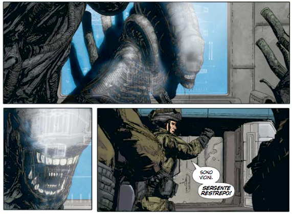 Tavola di Aliens #3 con Alieni e Marine