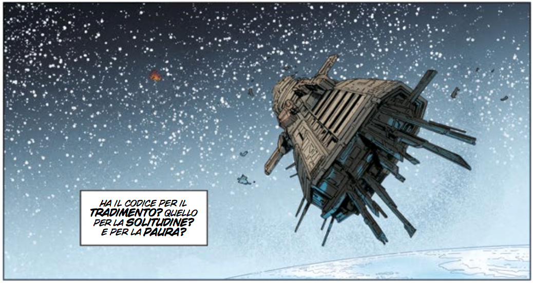 Tavola di Aliens #5 con la nave spaziale Europa