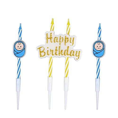 1 2 3 4 Anno Candeline Compleanno Particolari Blu Happy Birthday Candele Amabile Bambino