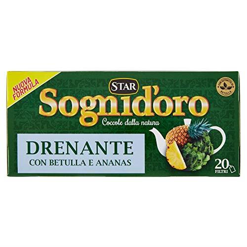 Sogni d'Oro Tisane, Complemento Alimentare, Drenante con Ortica, Verga d'Oro e Betulla, 20 Filtri - 40 gr