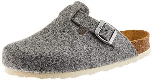 AFS-Schuhe Pantofole da donna chiuse in feltro, comode e calde, made in Germany, grigio., 42 EU
