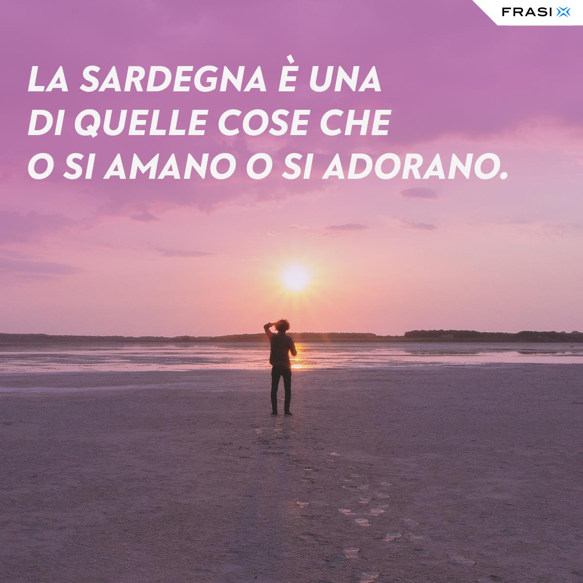 Immagine tramonto con frase sulla Sardegna