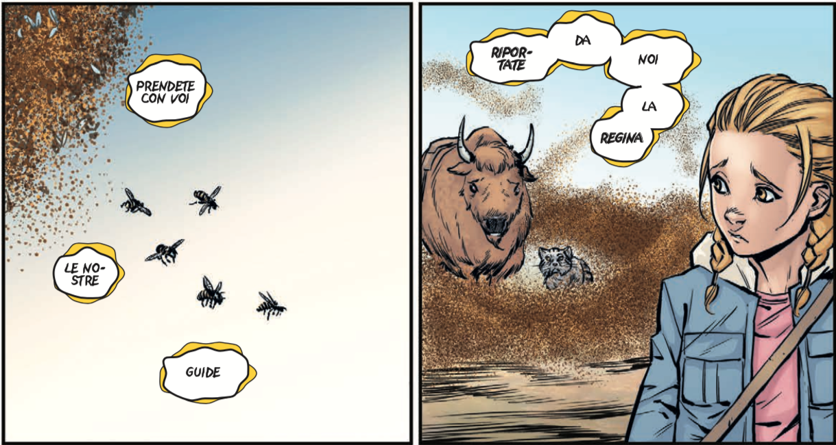 Vignette di Animosity 3 con il bisonte e il gatto