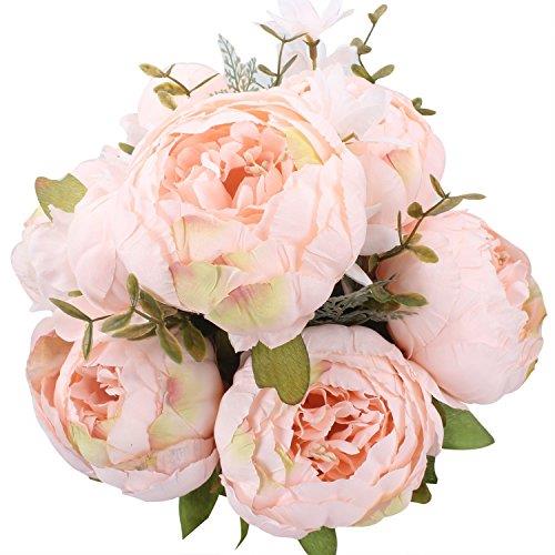 Houda - Bouquet di peonie artificiali, in seta, decorazioni per la casa o per matrimoni. Spring Pink