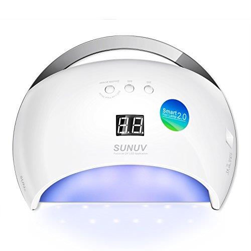 SUNUV SUN6 48W Lampade LED per Gel Unghie dotata di 30s,60s,99s timer, display LCD, sensori automatici (Bianco)