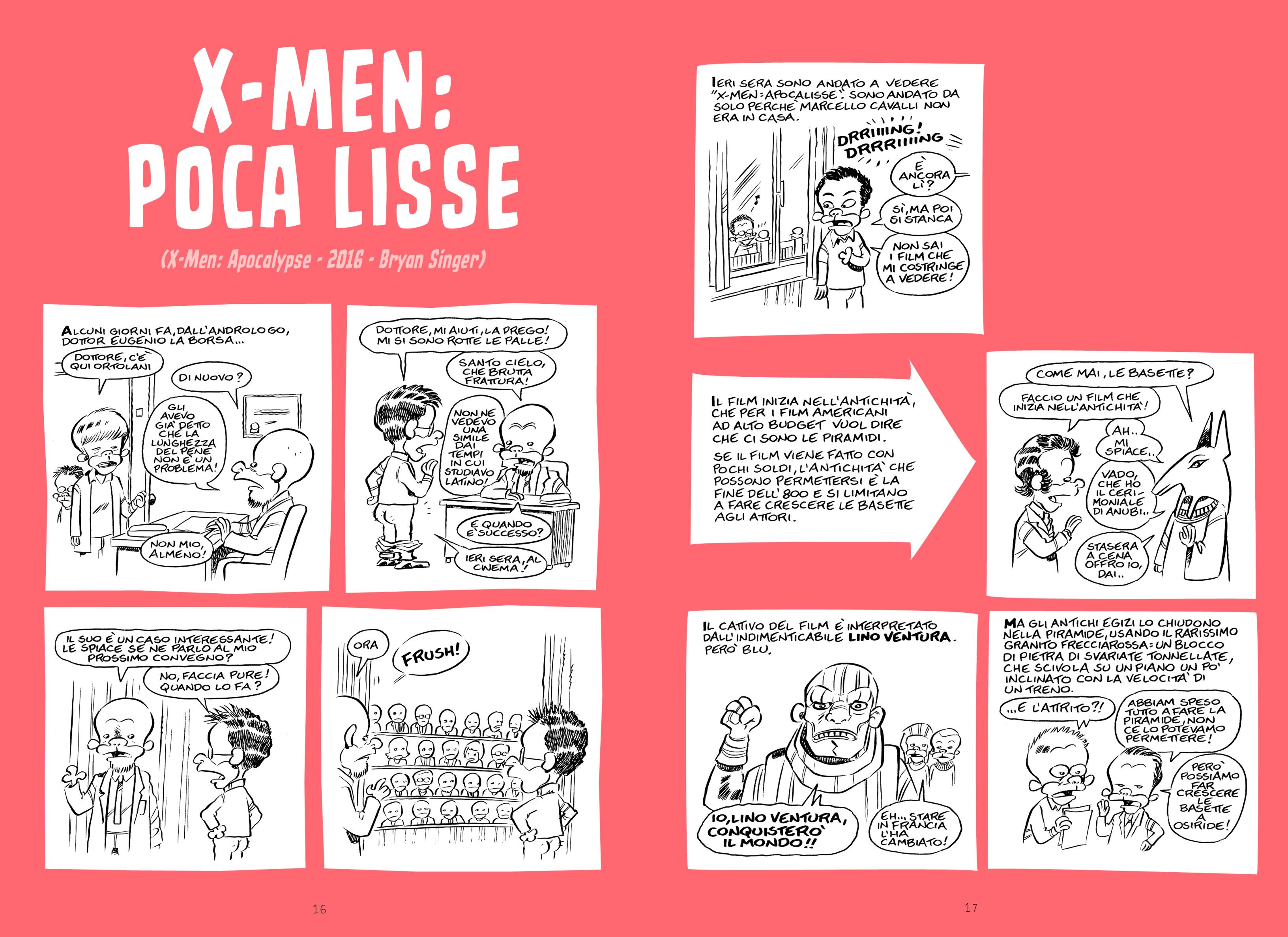 Due tavole tratte dalla recensione di X-Men: Apocalisse