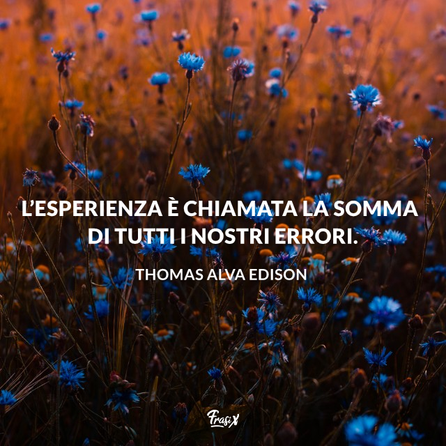 L’esperienza è chiamata la somma di tutti i nostri errori. 