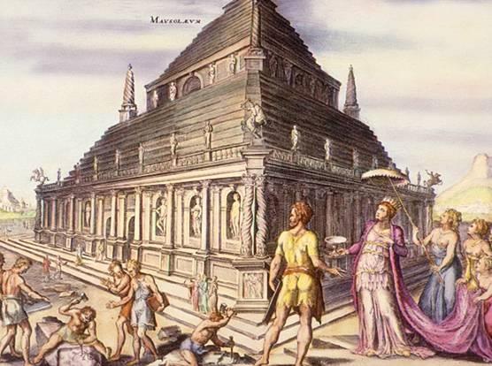 Illustrazione di fantasia del Mausoleo di Alicarnasso