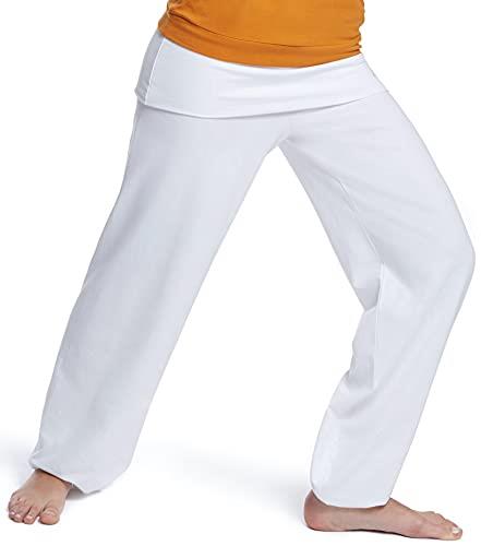 Esparto - Pantaloni da yoga Sooraj in cotone biologico, originali, bianco neve, XXL