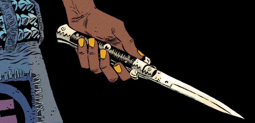 Un coltello minaccia Tabitha e i suoi compagni