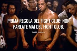 Immagine con frase celebre prima regola del fight club