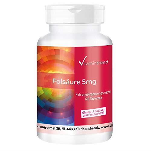 Acido Folico 5 mg in compresse - 120 compresse - Per 480 giorni - Solo un quarto di compressa al giorno - Vegan - Alto dosaggio