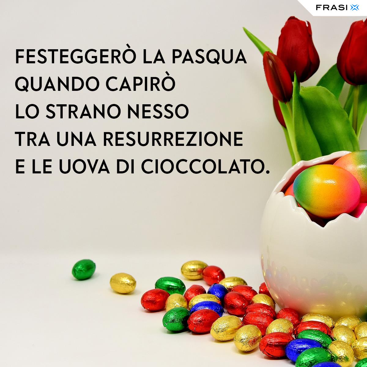 Auguri di Pasqua divertenti resurrezione e uova di cioccolato
