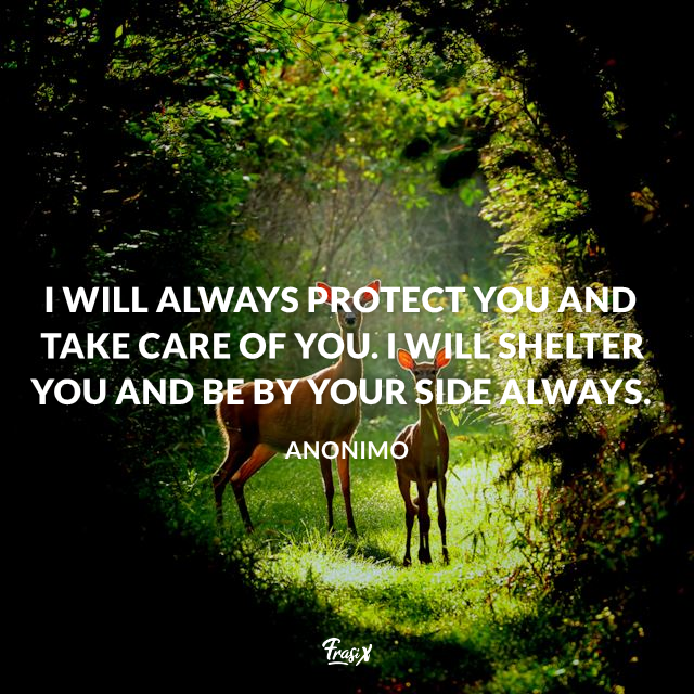 I will always protect you and take care of you. I will shelter you and be by your side always.