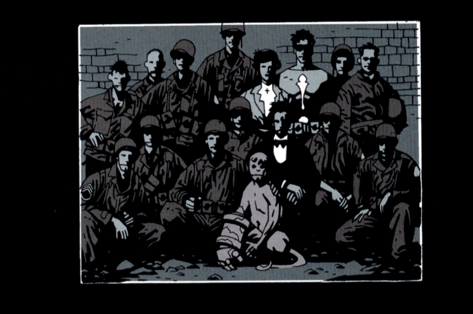 Hellboy da piccolo con il professor Broom e i soldati americani