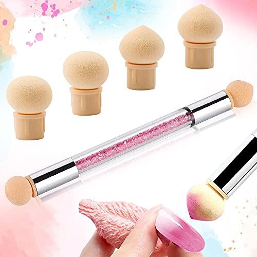 Spugne per unghie Ombre, doppia testa Ombre spugna per unghie con 4 testine di ricambio per unghie in gel, spugna per nail art, sfumatura sfumata, pennello per unghie