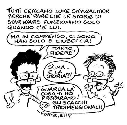 Leo Ortolani e J.J. Abrams in una vignetta della recensione di Star Wars 7