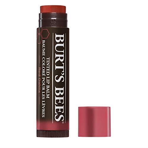 Burt's Bees Balsamo labbra colorato di origine naturale, dalia rossa con burro di karité e cere vegetali - 1 tubetto - 30 g