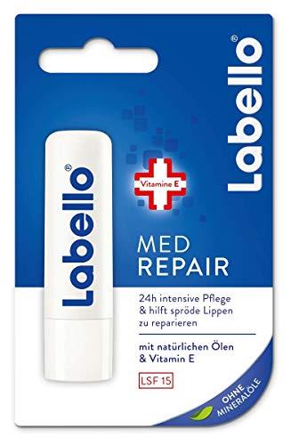 Labello Med Repair - 4,8 g, balsamo per le labbra con crema solare (SPF 15) e vitamina E per la protezione intensiva delle labbra, cura delle labbra senza oli minerali