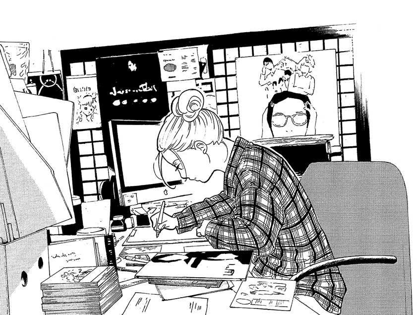 Un dettaglio di una tavola del manga di Higashimura