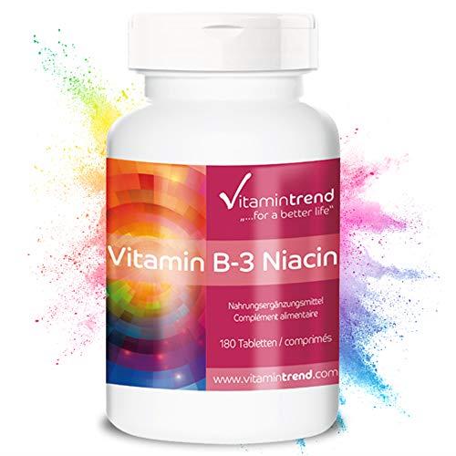 Vitamina B3 niacina 100 mg - 180 compresse - Per 6 mesi - Vegan - Niacina altamente dosata