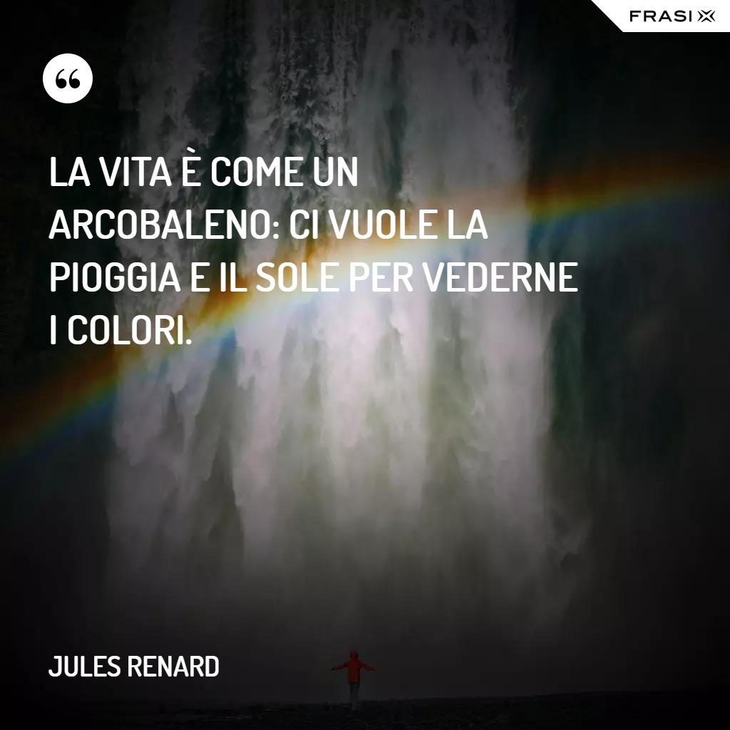 Cascata con arcobaleno e citazione di Jules Renard