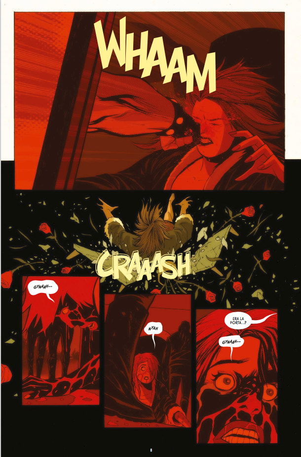 Pagina di American Monster con una donna colpita al volto