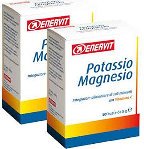 ENERVIT Integratore Magnesio Potassio Integratore Sali Minerali Vitamina C, Bustine, Standard, Taglia unica, 20 Unità