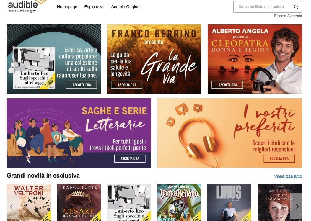 Audible: la homepage dell'edizione italiana
