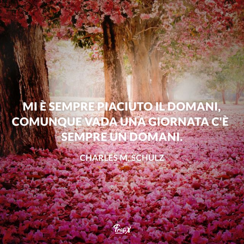 Mi è sempre piaciuto il domani, comunque vada una giornata c'è sempre un domani. 