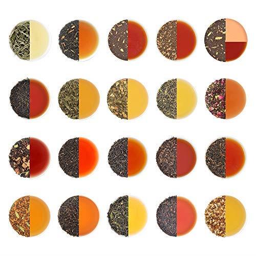 VAHDAM, Campionatore di Tè Sfuso | 20 TEAS, 100 porzioni | Tè Nero, Verde, Oolong, Bianco, Chai e alle Erbe | 20 sacchetti impaccati | Preparare un tè caldo, ghiacciato o Kombucha