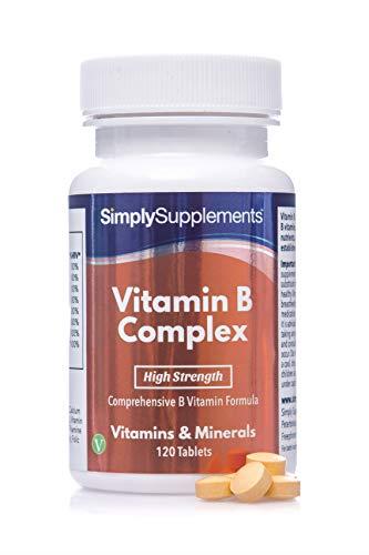Complesso di vitamina B - Con biotina e acido folico - Adatto ai vegani - 120 compresse - 4 mesi di trattamento - SimplySupplements