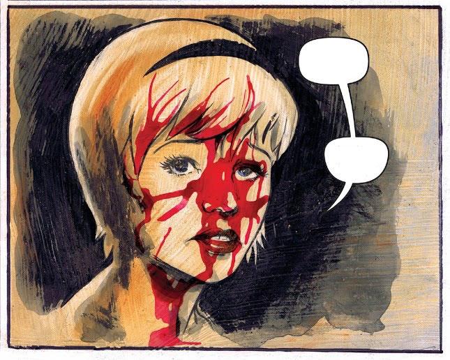 Sabrina col sangue sul volto