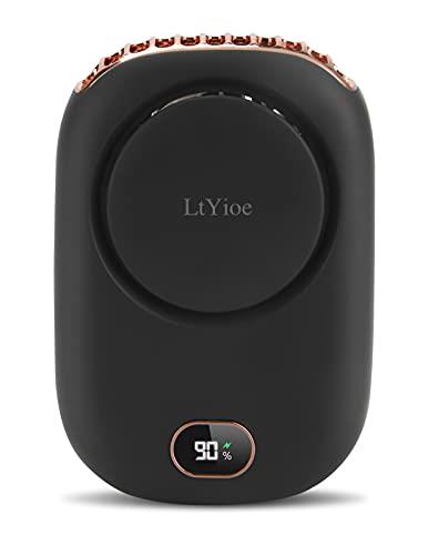 Ventilatore USB LtYioe Mini Ventilatore Portatile con 3 velocità Regolabili, Multifunzionale Ventilatore Personali Batteria Ricaricabile e Display LED per Viaggi Casa Esterno Ufficio(Nero)
