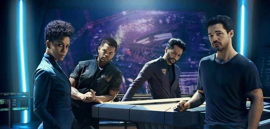 Mezzibusti dell'equipaggio della Rocinante. Da sx. Dominique Tripper, Wes Chatham, Cas Anvar e Steven Strait