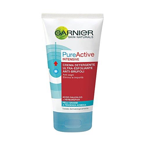 Garnier Pureactive Intensive, Detergente Esfoliante Anti-Brufoli, 150 ml