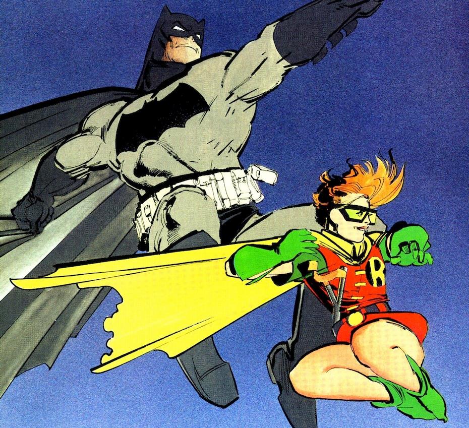 Batman e Robin sospesi a mezz'aria