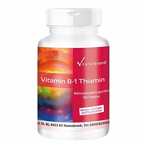 Vitamina B1 100mg - 180 compresse - Per 6 mesi - Vegan - Tiamina ad alto dosaggio