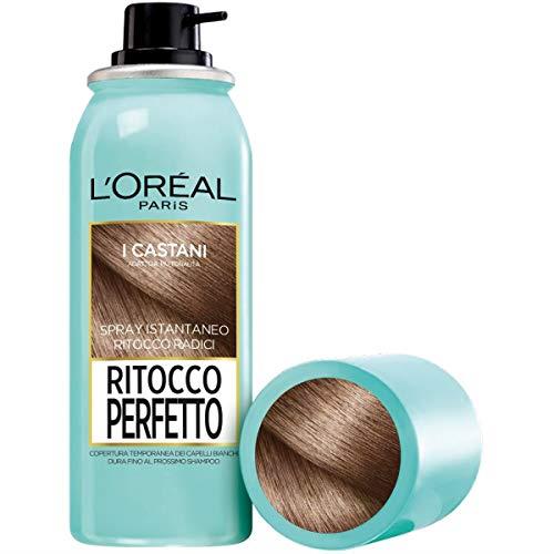 L'Oréal Paris Ritocco Perfetto, Spray Istantaneo Correttore per Radici e Capelli Bianchi, Colore: Castano, 75 ml